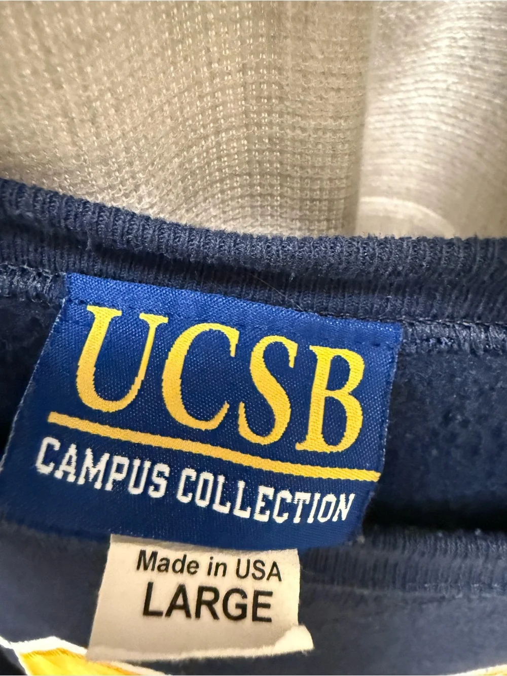 Navy Crewneck Sweatshirt with Gold Lettering